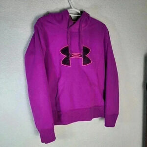 Under Armour Hoodie Womens M Medium Semi-Fitted Purple Fleece  Logo Cold Gear